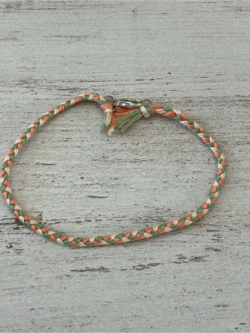 Braided Green and Peach Women's Bracelet